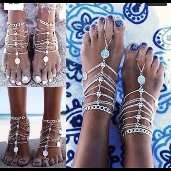 Vintage boho beach sandal foot&ankle chain - Picture 3 of 8